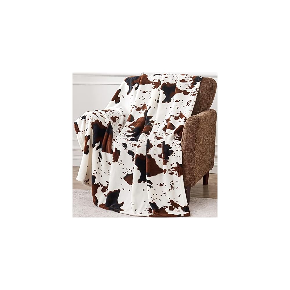 Flannel Cow Print Blanket 60"x80", Ultra Cozy Cow Throw Blanket for Couch Bed and Travel, Cow Decor Throw Blankets for Bed, All Seasons Twin Size Blanket 60"x80"